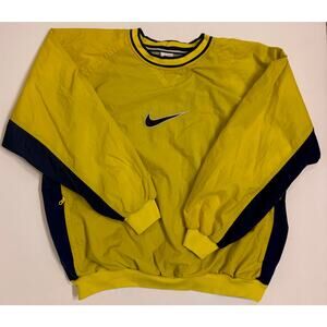 Vintage 90s Nike Center Logo Pullover Windbreaker Size XL Yellow/Navy Unisex